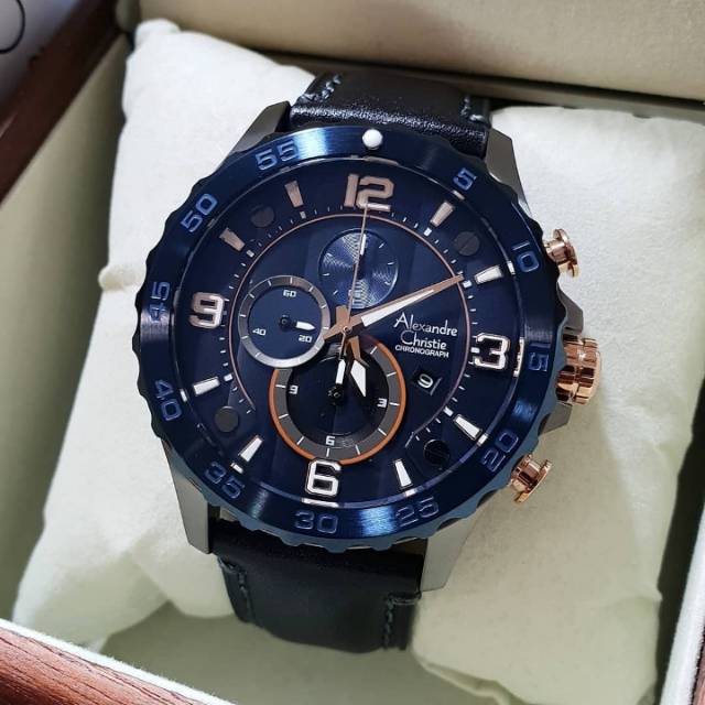 JAM TANGAN ALEXANDRE CHRISTIE PRIA AC6505MC GREY NAVI ORIGINAL
