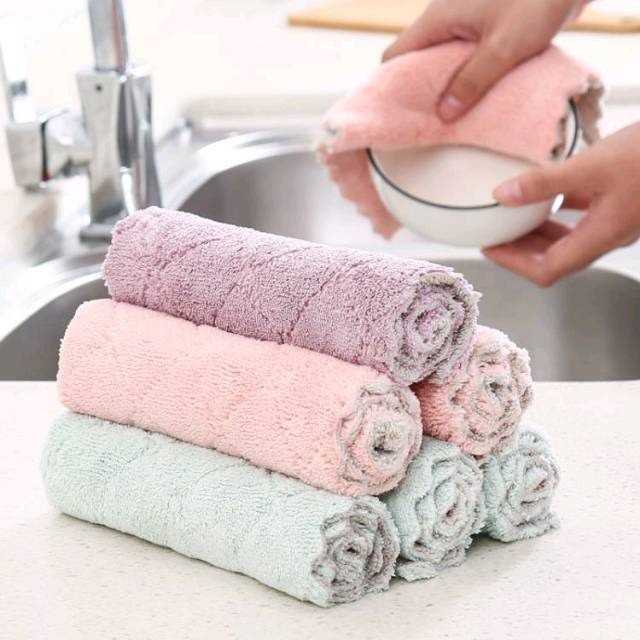 Kain Lap Microfiber Serbet Dapur Lap Microfiber Kain Lap Kain Microfiber Lap Dapur Handuk Pembersih Pengering Kanebo Meja Piring Sendok