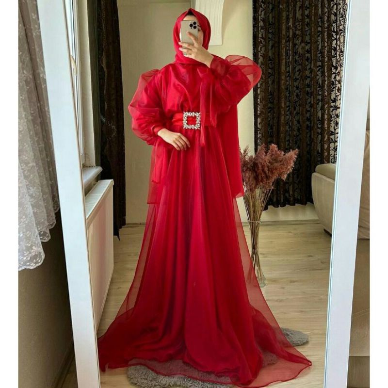 GAUN PESTA/ DRESS KONDANGAN FULL ORGANZA