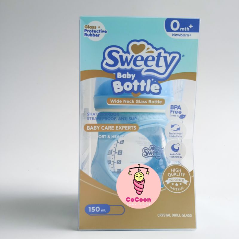 Botol Dot Bayi Baru Lahir Kaca Tahan Panas Sweety BPA Free 150ml