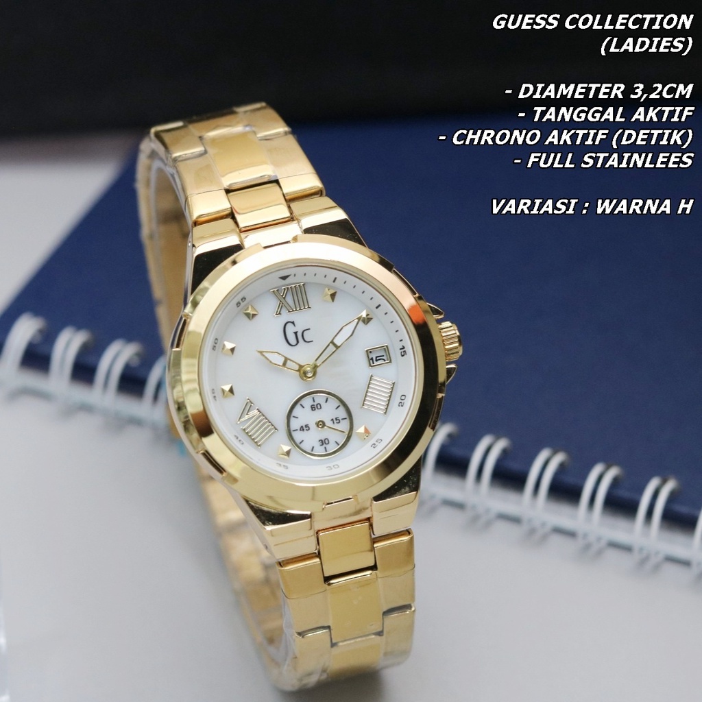 JAM TANGAN WANITA GC RANTAI BODY BULAT TANGGAL &amp; CHRONO AKTIF