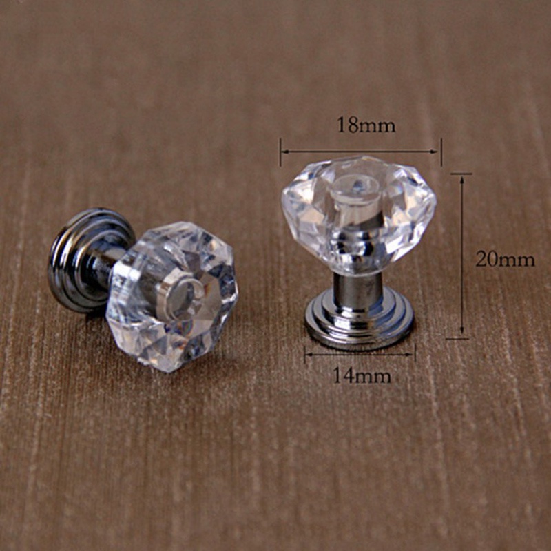 10pcs Knob Pintu Kristal Diamond Akrilik Tarikan Lemari Laci