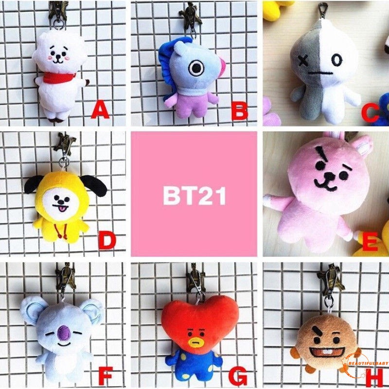 Beu kpop BTS  bt21 Gantungan Kunci Boneka  Plush Lembut 