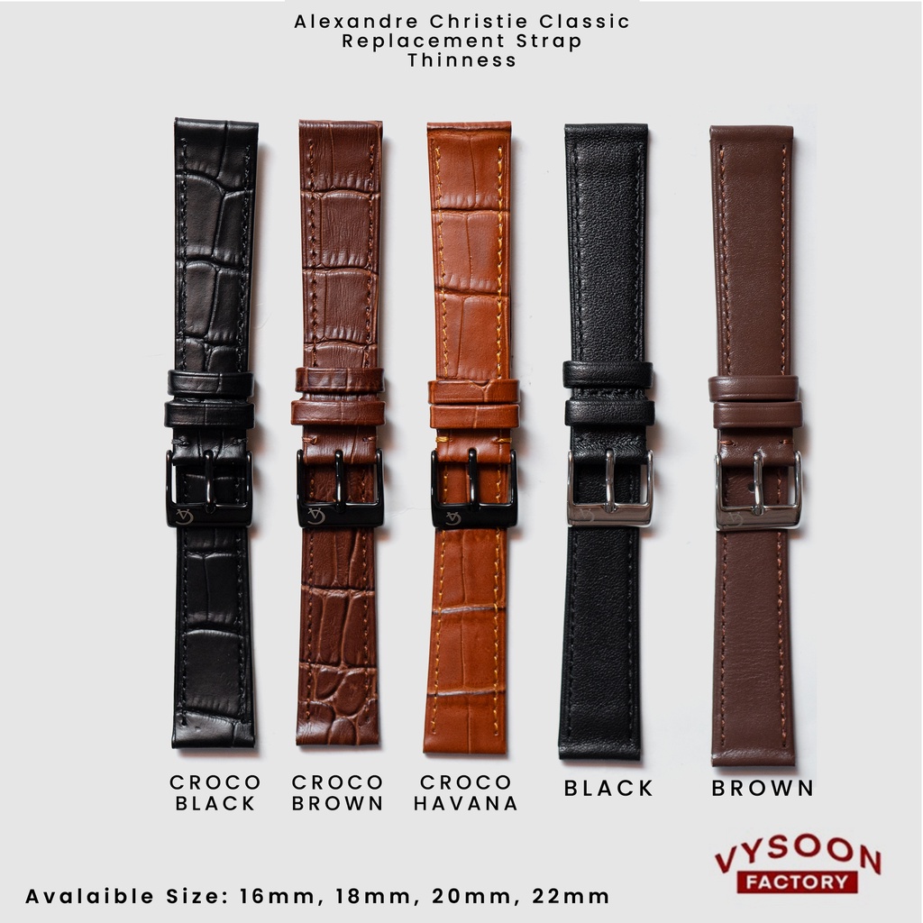 Strap Tali Kulit Leather Jam AC Alexandre Christie 18mm 20mm 16mm Original