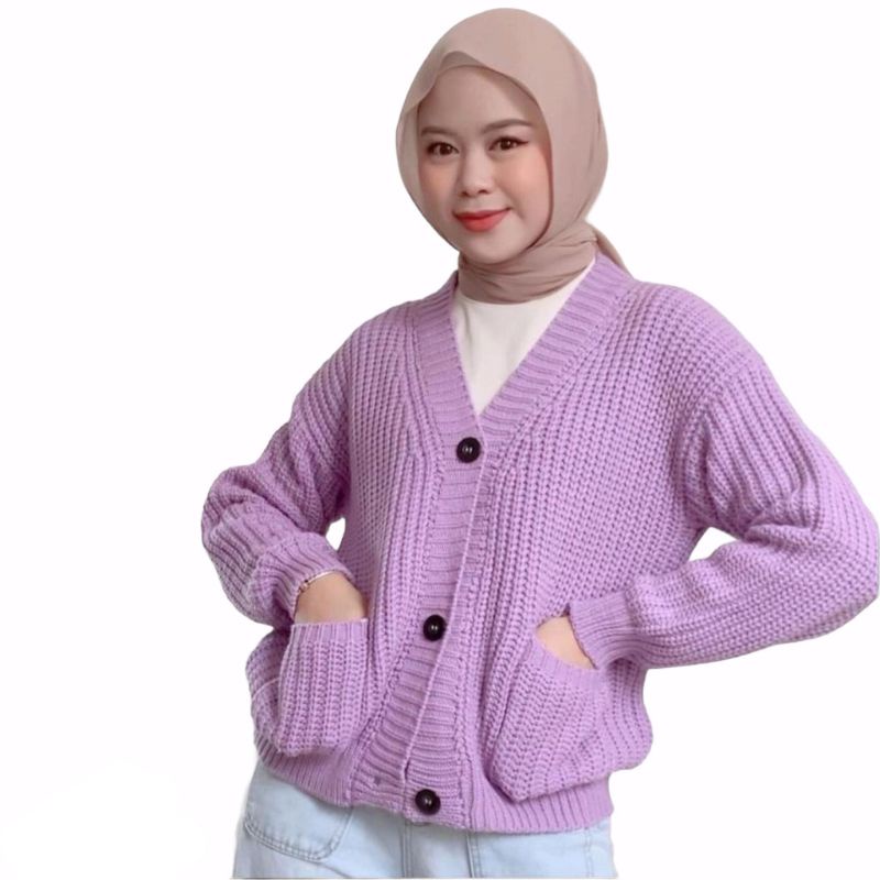 GRACIA SAKU - CARDIGAN CROP RAJUT 7GET TEBAL - OUTER CARDY WANITA