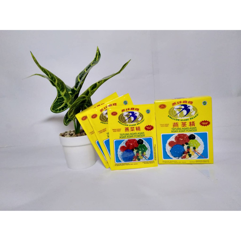 Agar Swallow Putih Sachet 7gr Tepung Agar-Agar Plain Globe Jelly Powder Cap Bola Dunia Agarindo