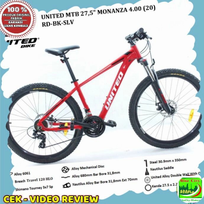 Sepeda Gunung United Mtb27.5 Monanza4.00 21sp FREE ONGKIR JABODETABEK