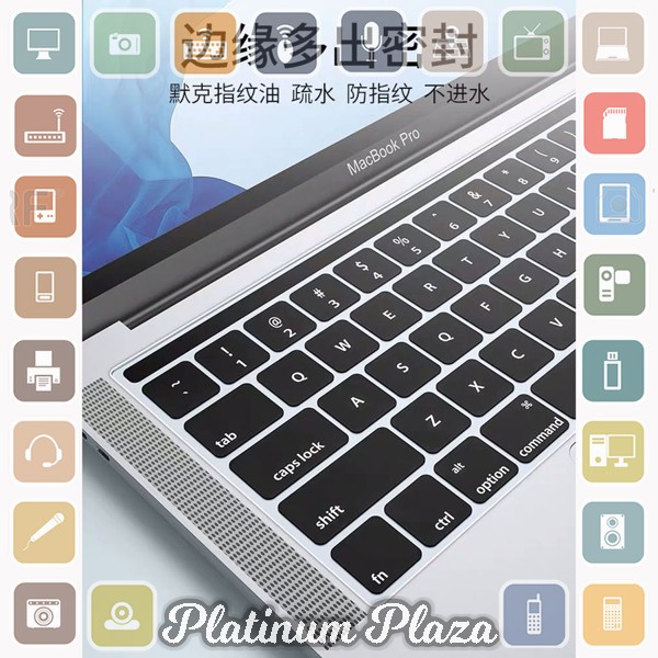 TPU Keyboard Cover for Macbook Pro 13 15 Inch with Touch Bar 2016 2017 2018 2019 - Black`41VQNO-