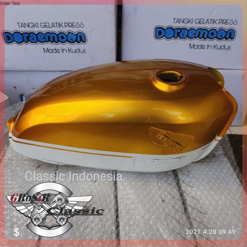 Tangki CB glatik Doraemon cat gold putih tangki motor CB