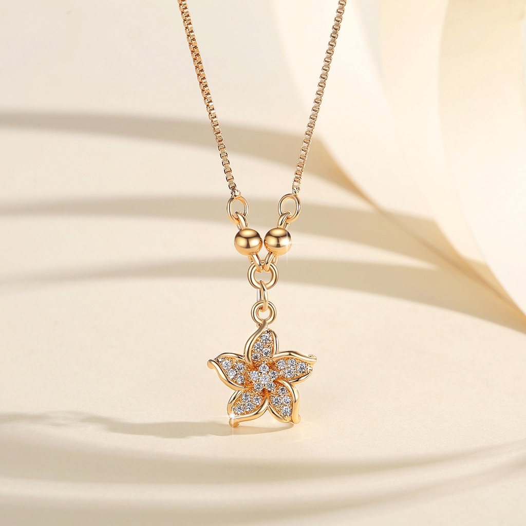 Y631 [COD✔] Kalung Bunga Kalung Rantai Liontin Bunga Berlian Aksesoris Wanita Lapis Emas Anti Karat