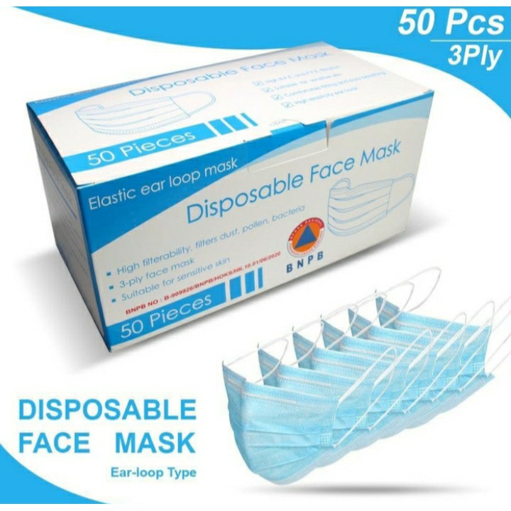 Mediocare Masker Medis 3 Ply Disposable Mask Earloop 1 Box isi 50-3