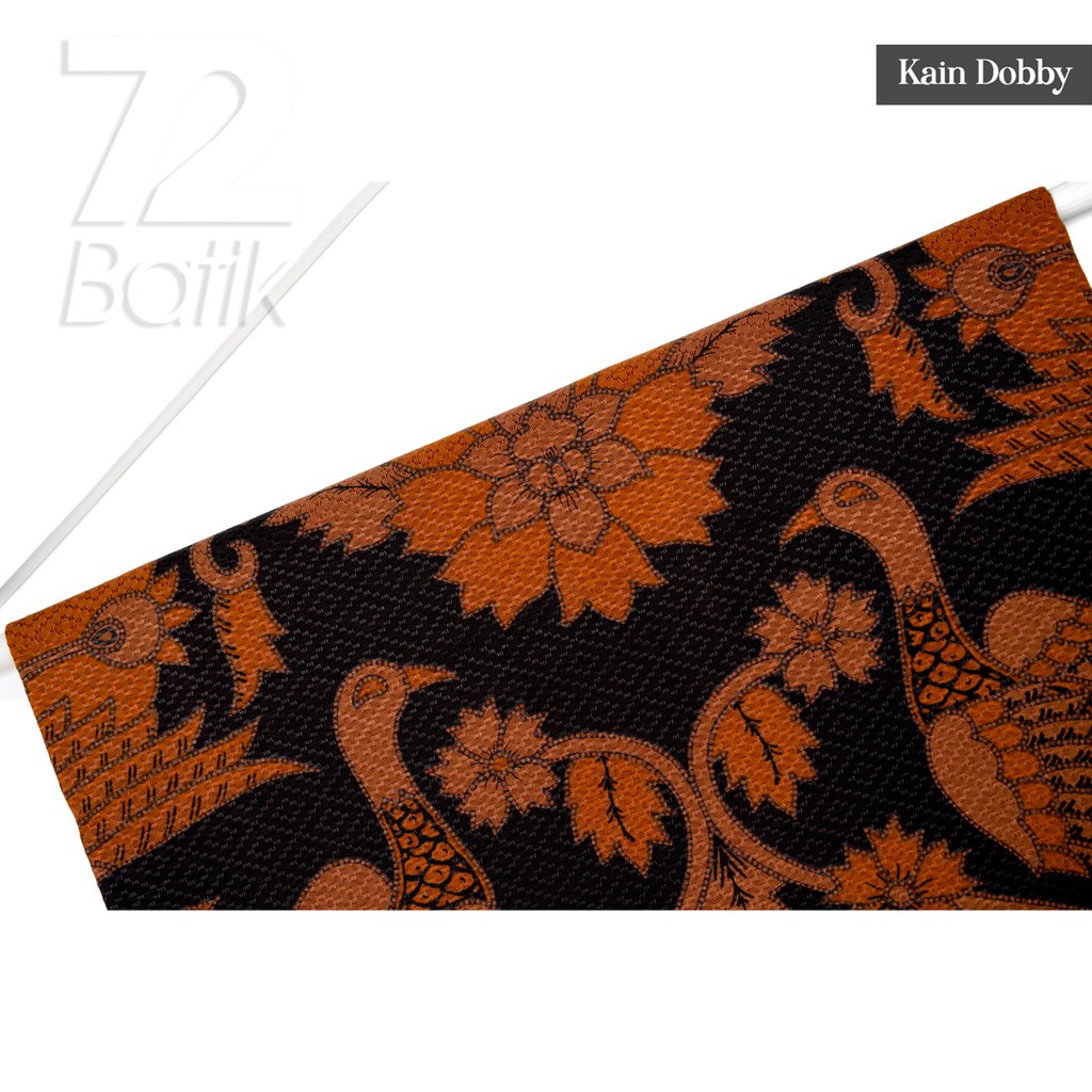 KAIN BATIK PREMIUM Motif Dobby Kembang Merak Warna Hitam Orange Oranye Oren 722939 Cap 72 Jarik Jarit Samping Kebat Panjang Batik Dobby Modern Premium Bahan Seragam Batik Pernikahan Kantor Keluarga Murah Kamen Jadi Batik Bali Lembaran