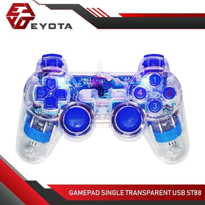 Gamepad Eyota single wired usb 2.0 transparent vibration st88 st-88 for pc laptop ps3 - Joystick 1 transparan