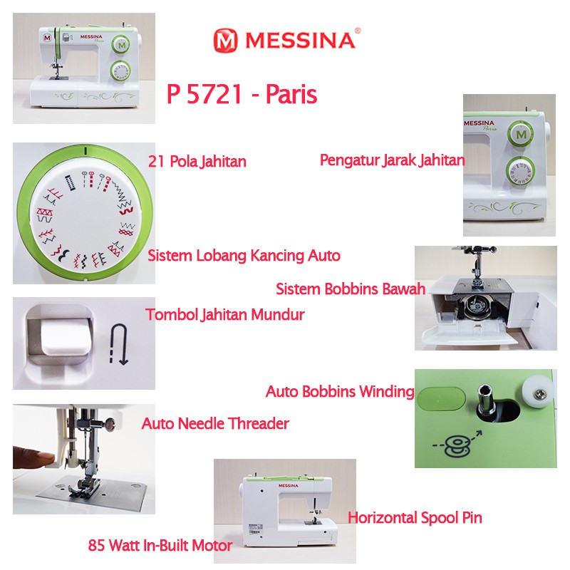 MESSINA P 5721 - Paris Mesin Jahit Portable Multifungsi