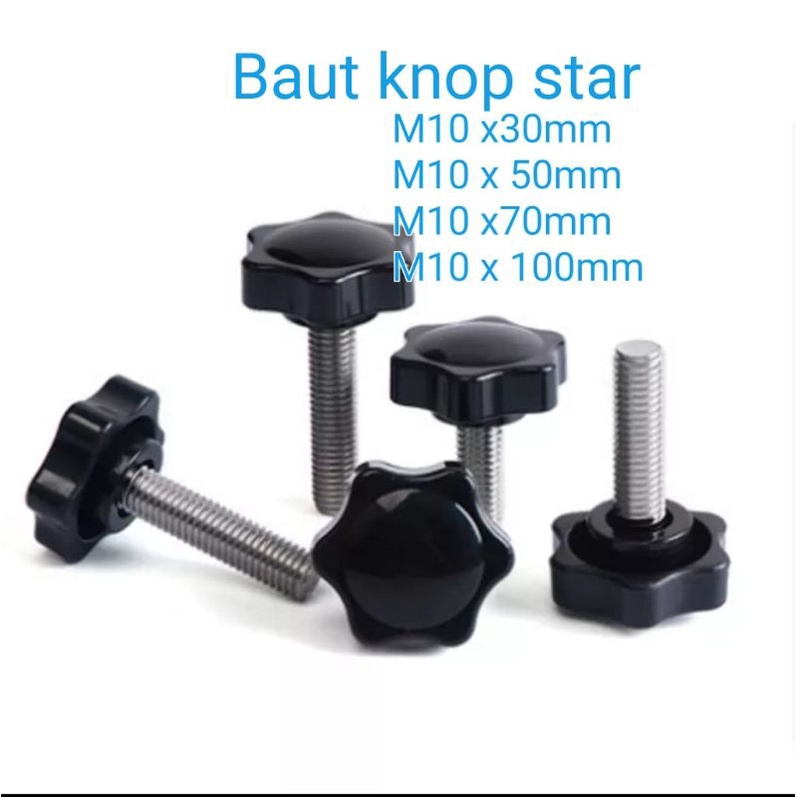 Baut knop star M10 x 30mm baut kuping pengangan murah