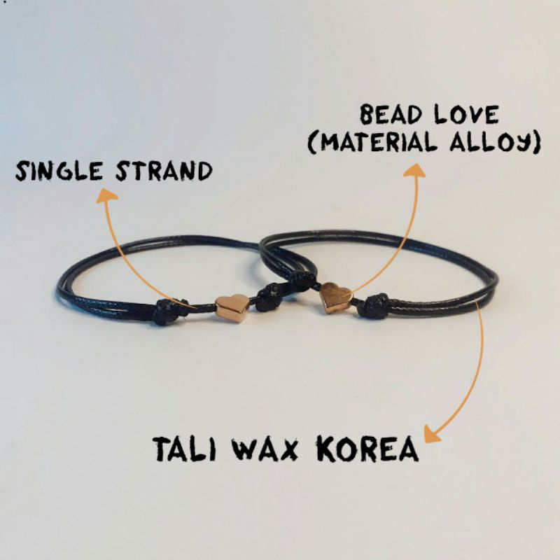 Gelang love couple bestie minimalis cube manik monte gold silver gelang tali wax simple charm love logam