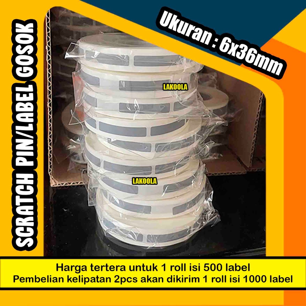 

1000 pcs 6x36mm Scratch Pin label gosok Sticker Gosok 6x36 mm