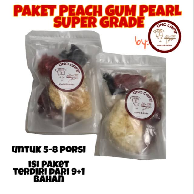 PEACH GUM PEARL TAO JIAO GETAH BUAH PERSIK PAKET LENGKAP PEACH GUM DESSERT COLLAGEN ONO CAFE