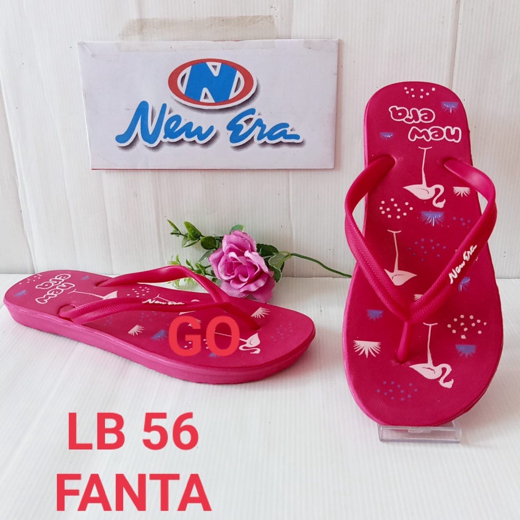 sogo NEW ERA LB CNC 56 FL Sandal Japit Motif Flamingo &amp; PUFFY IMPORT GIVE ME LOVE, IMPORT STRAWBERRY KOTAK Sandal Wanita