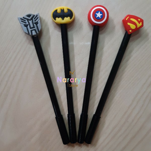 

2x Gel Pen Logo Superhero / Gel Pen Karakter / Gel Pen Lucu / Pulpen Lucu / Alat Tulis Sekolah