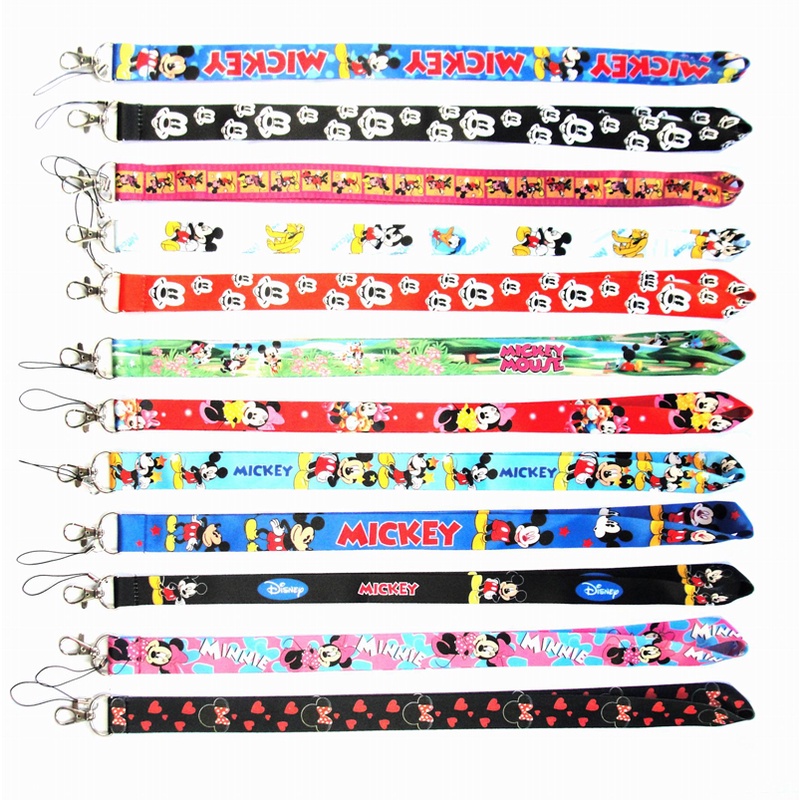 Tali Lanyard Leher Motif Kartun 12 Warna Untuk Handphone / Kartu ID