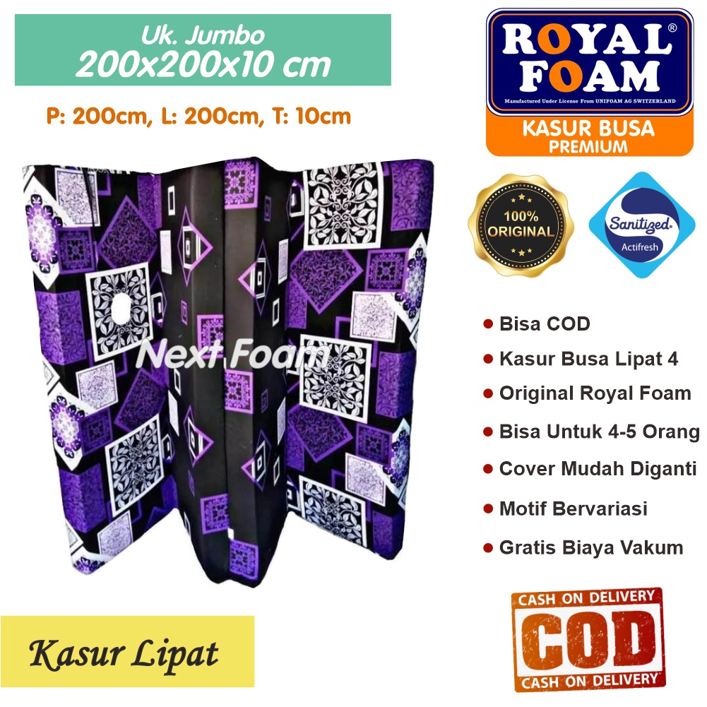 Kasur Busa Lipat Royal Foam Ukuran Jumbo 200x200x10 cm Tebal 10 cm D16 ORIGINAL