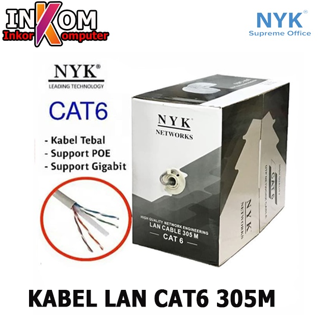 Kabel Lan NYK Cat6 UTP Roll 305M / NYK Cat6 UTP / Kabel Cat 6