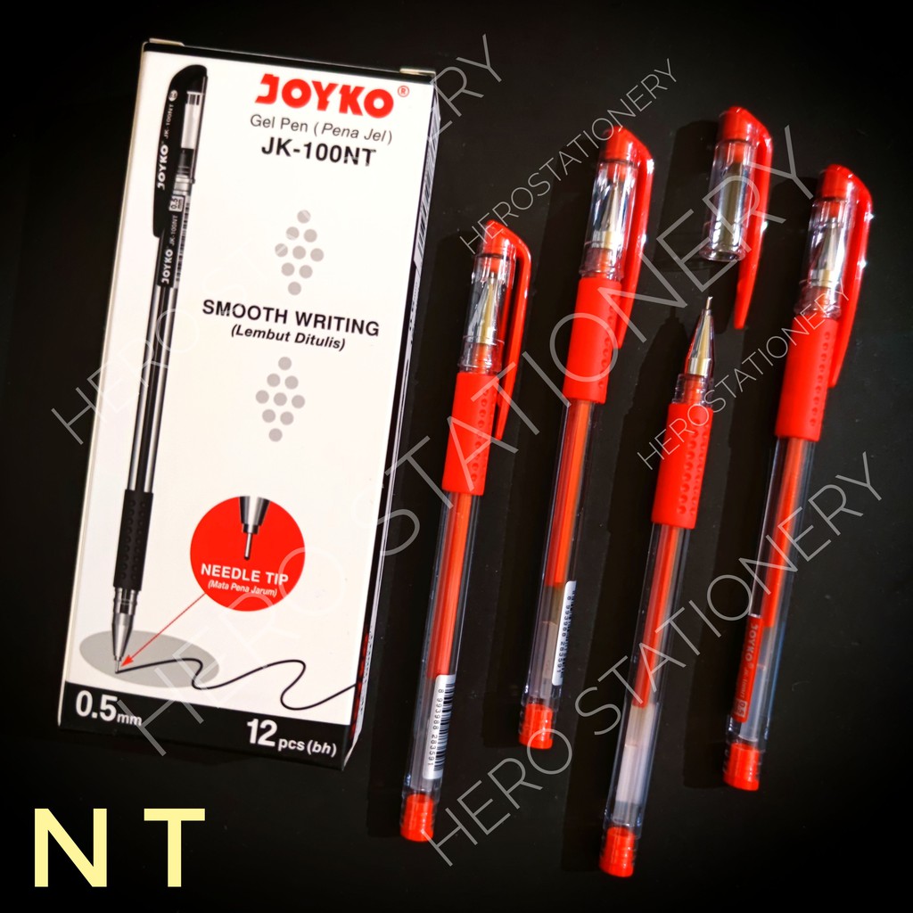 

Pen gel joyko smooth writing 0.5 mm JK-100NT tinta merah .12 unit