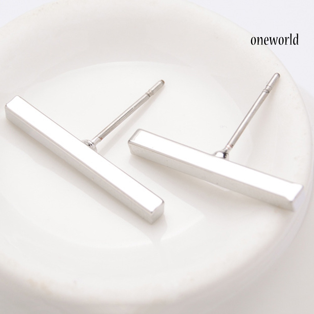 OW@ Minimalist Bar Stick Line Women Stud Earrings Party Jewelry Valentine Day Gift