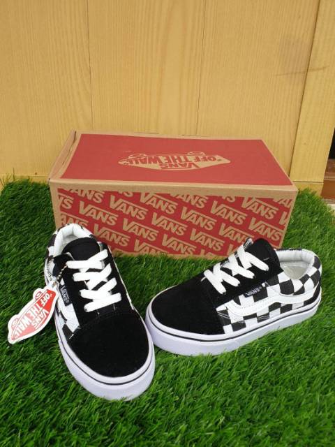 Sepatu Vans Anak Chekerboard motif catur tali