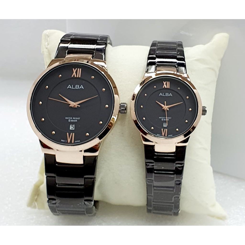 Jam Tangan Couple ALBA 981C | Jam Tangan Pasangan Tanggal Aktif + Kotak Box