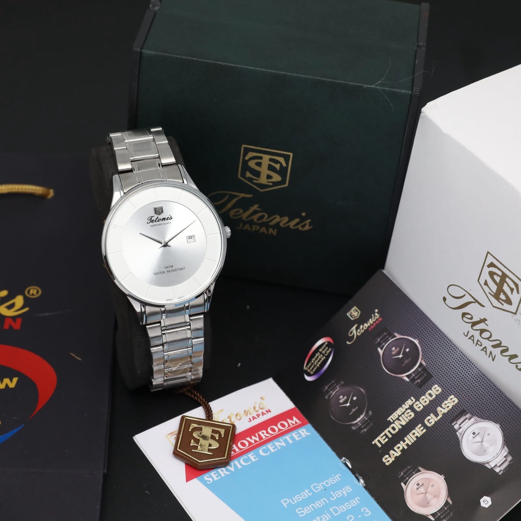 Jam Tangan Pria Fashion Terbaru Tetonis Clasic 6606 Shaphire Glass 4,1CM /Jam Tangan Tetonis Terbaru
