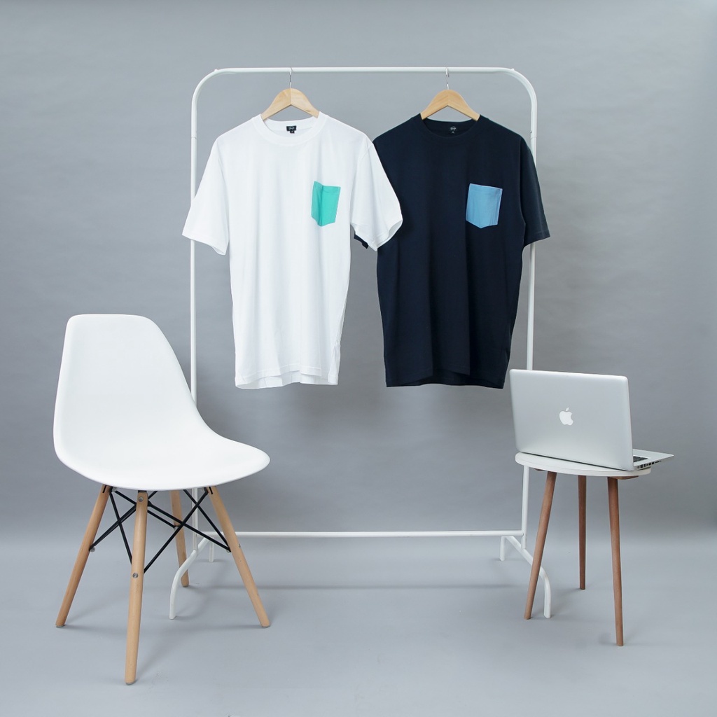 Chloe Series - kaos polos kantong oversize t-shirt hitam putih lengan pendek termurah