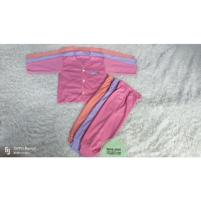 paket hemat 9stel/18pcs baju bayi polos warna pink ,Salem &amp; ungu