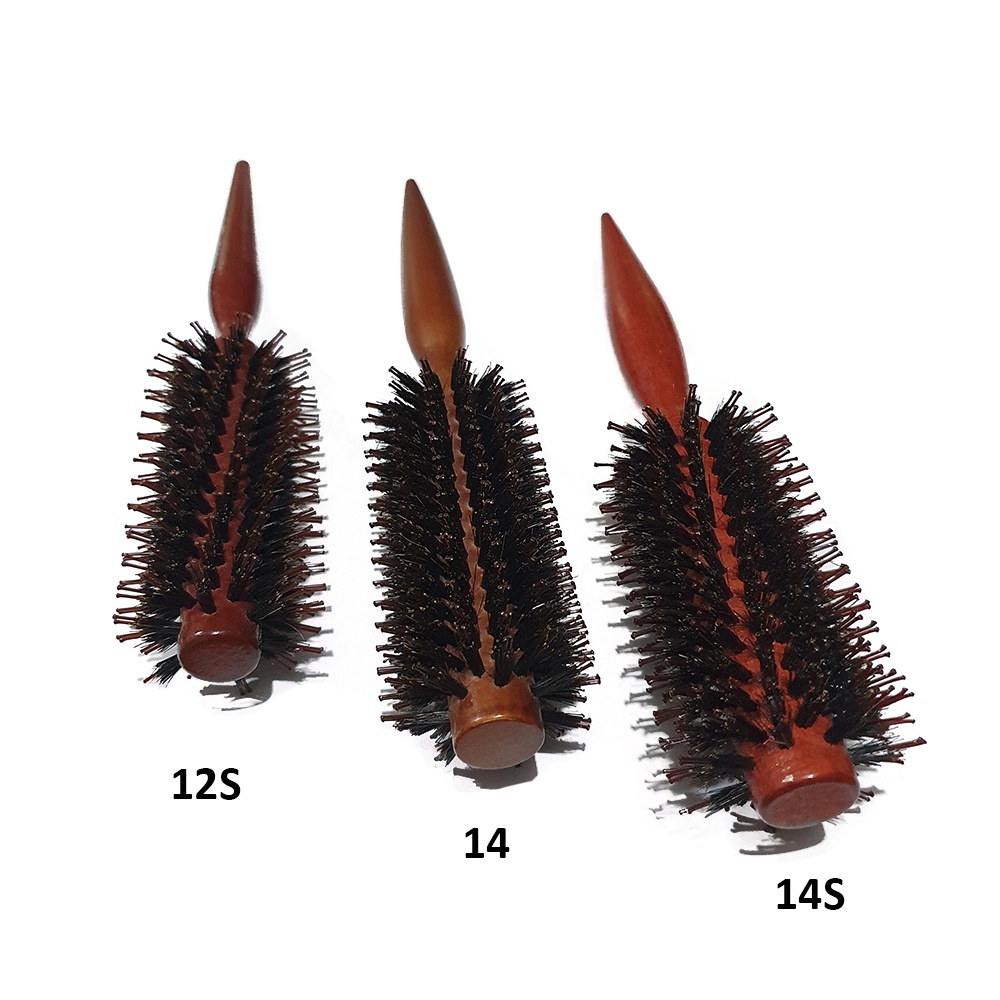Sisir Bulat Wood Comb Gagang Kayu Polos