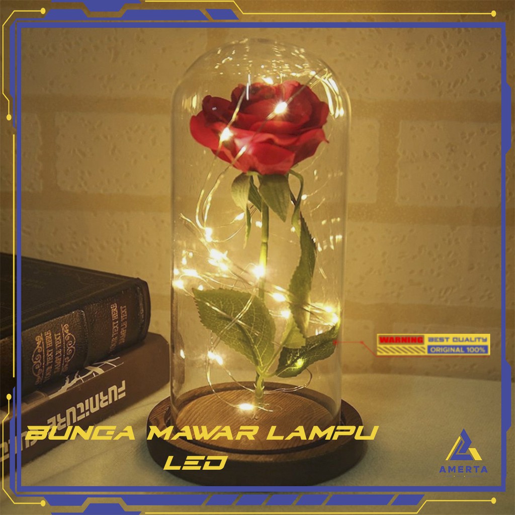 Bunga Mawar Lampu LED Dekorasi Beauty and The Beast Rose