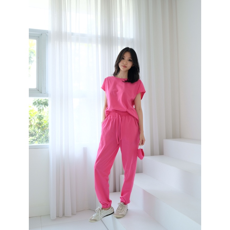 S-0130 Set Comfy & Sporty with Matching Mask-PINK