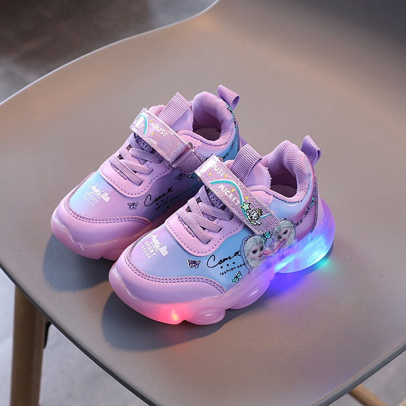 Sepatu Led Anak Import New Frozen Princess