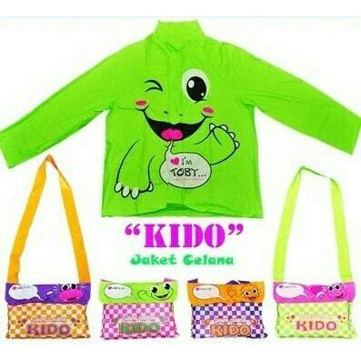PROMO! Jas Hujan Anak KIDO Kiddo Imut Imoet Baju Indoplast Jas Hujan Setelan Jaket Celana Kecil Lucu Jas SD Anak-anak Kecil