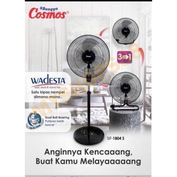 3 IN 1 STAND FAN COSMOS , DESK FAN , WALL FAN / KIPAS ANGIN SIF-1804 S