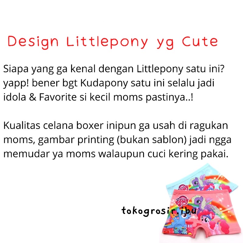 6 Pcs Cd Celana Dalam Anak Perempuan Cewek Littlepony Lusinan Celana Dalam Boxer Anak Bayi Perempuan