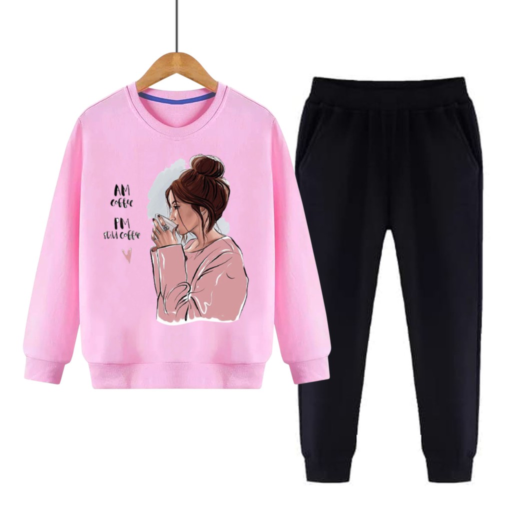 BESS - Setelan Set Jogger Wanita / Setelan Set COFFEE GIRL