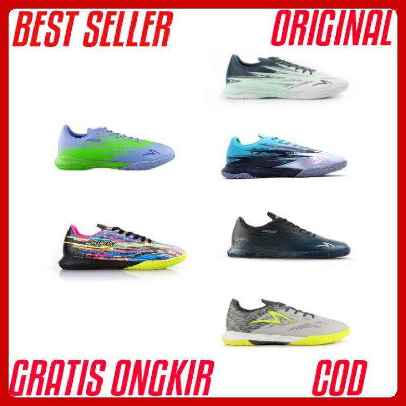 Sepatu Futsal Specs Lightspeed 3IN-White/Tulip Blue/Emperos Red SPECS REBORN FG/IN ORIGINAL TERBARU