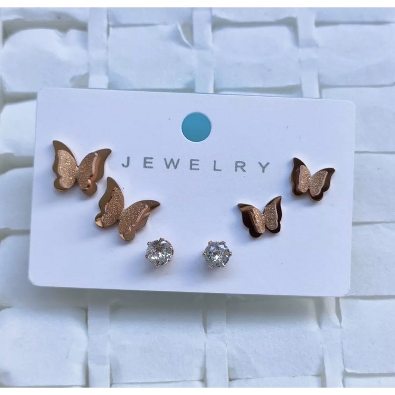ANTING TUSUK SET ISI 3 ASLI TITANIUM MODEL KUPU-KUPU