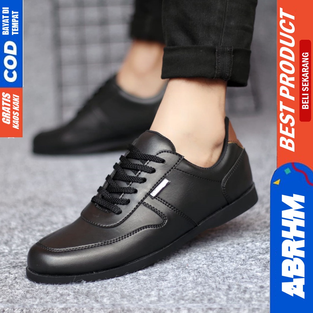 ABRHM COSENZA Sepatu Formal Casual Pria Kulit sintetis Pantofel Cowok Kerja Kantor Kuliah Ori