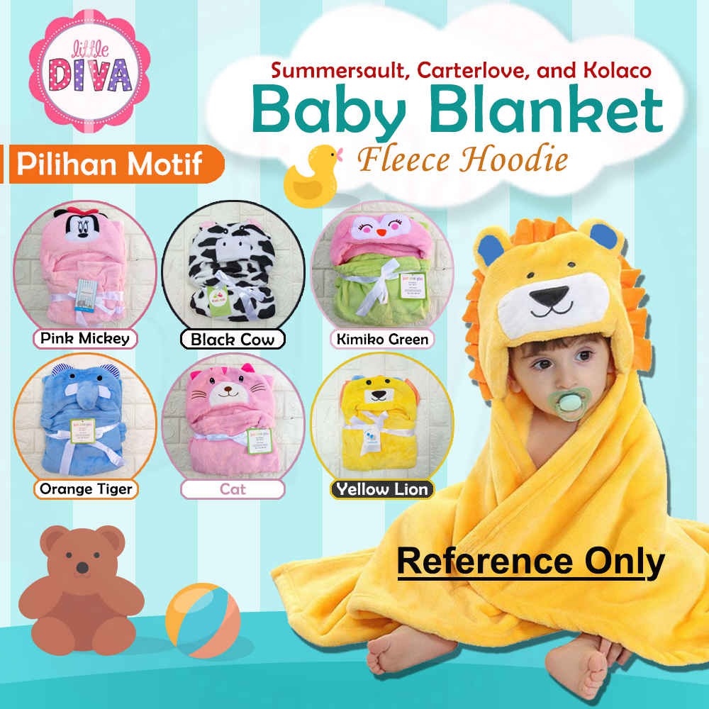 Selimut Topi Bayi 3D Hoodie Blanket Fleece - Selimut Topi Bayi Lucu Lembut - baby hoodie cft