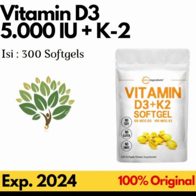 Vitamin D3 + K2 5000iu Microingredient isi 300 Softgels Vitamin D3 K2