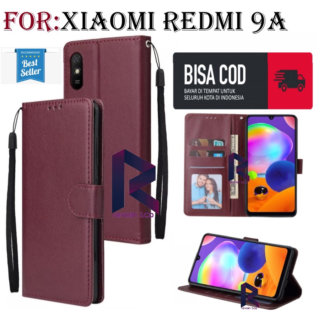 XIAOMI REDMI 9A CASE FLIP WALLET LEATHER KULIT PREMIUM SARUNG BUKA TUTUP FLIP CASE XIAOMI REDMI 9A