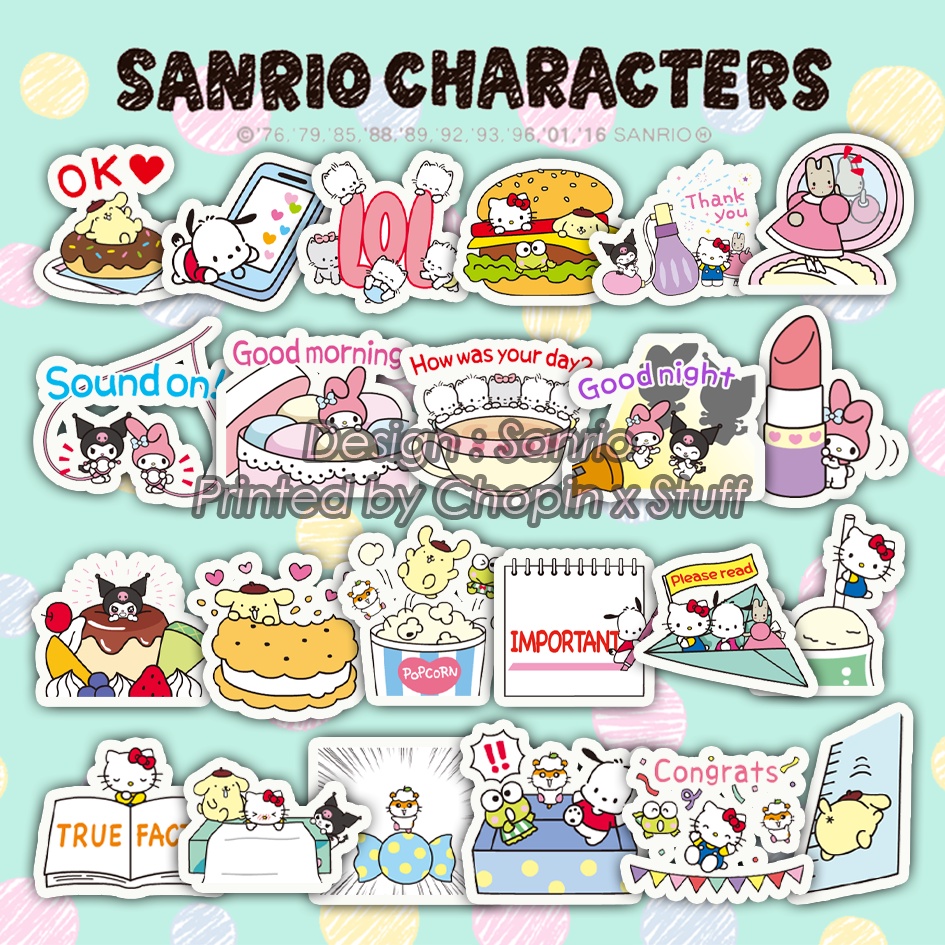 

Sticker Pack SANRIO CHARACTERS (FUN) / Stiker Cute Lucu Imut @24pcs (chopin.x.stuff)