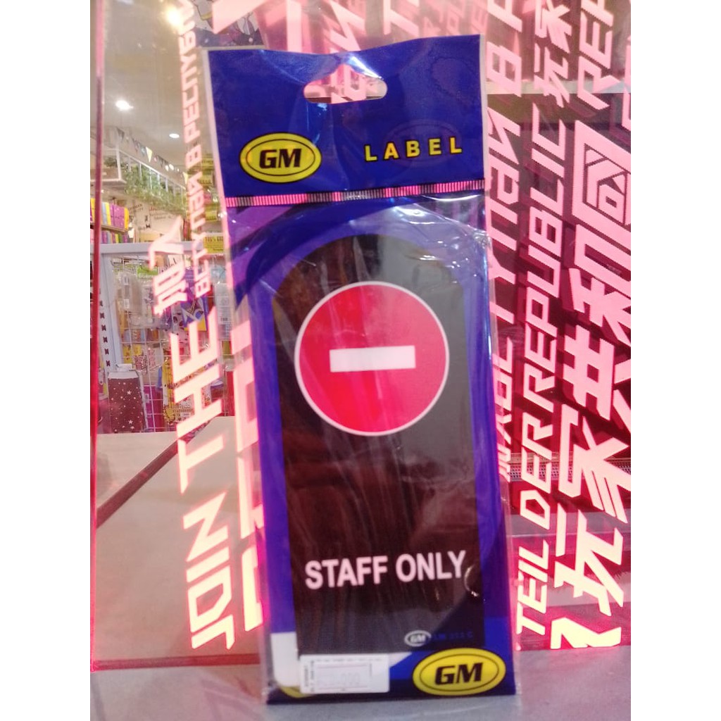 

GM label staff only medium warna hitam biru LM 313